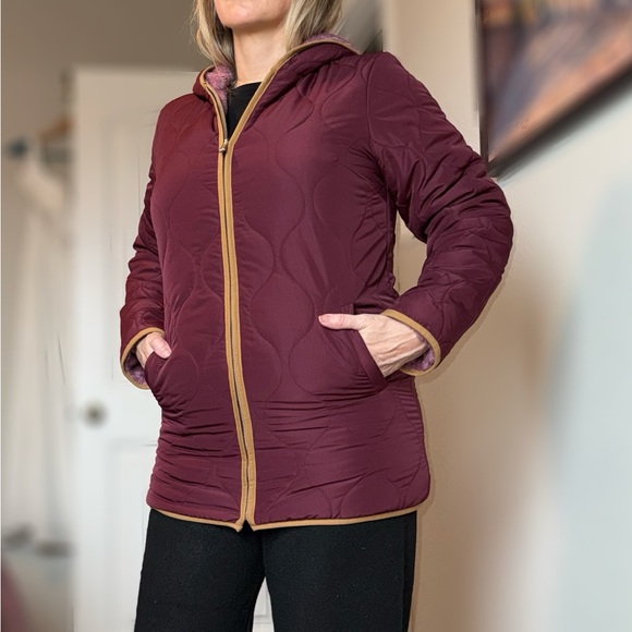 Susan Graver Jackets & Blazers - Susan Graver Maroon Quilted Puffer Jacket